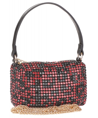 Crystal Rhinestone Clutch Crossbody Bag 6685 RED